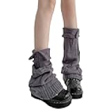 Womens Y2k Knit Leg Warmers Harajuku Japanese Long Boot Socks Kawaii Lolita Winter Leg Cover