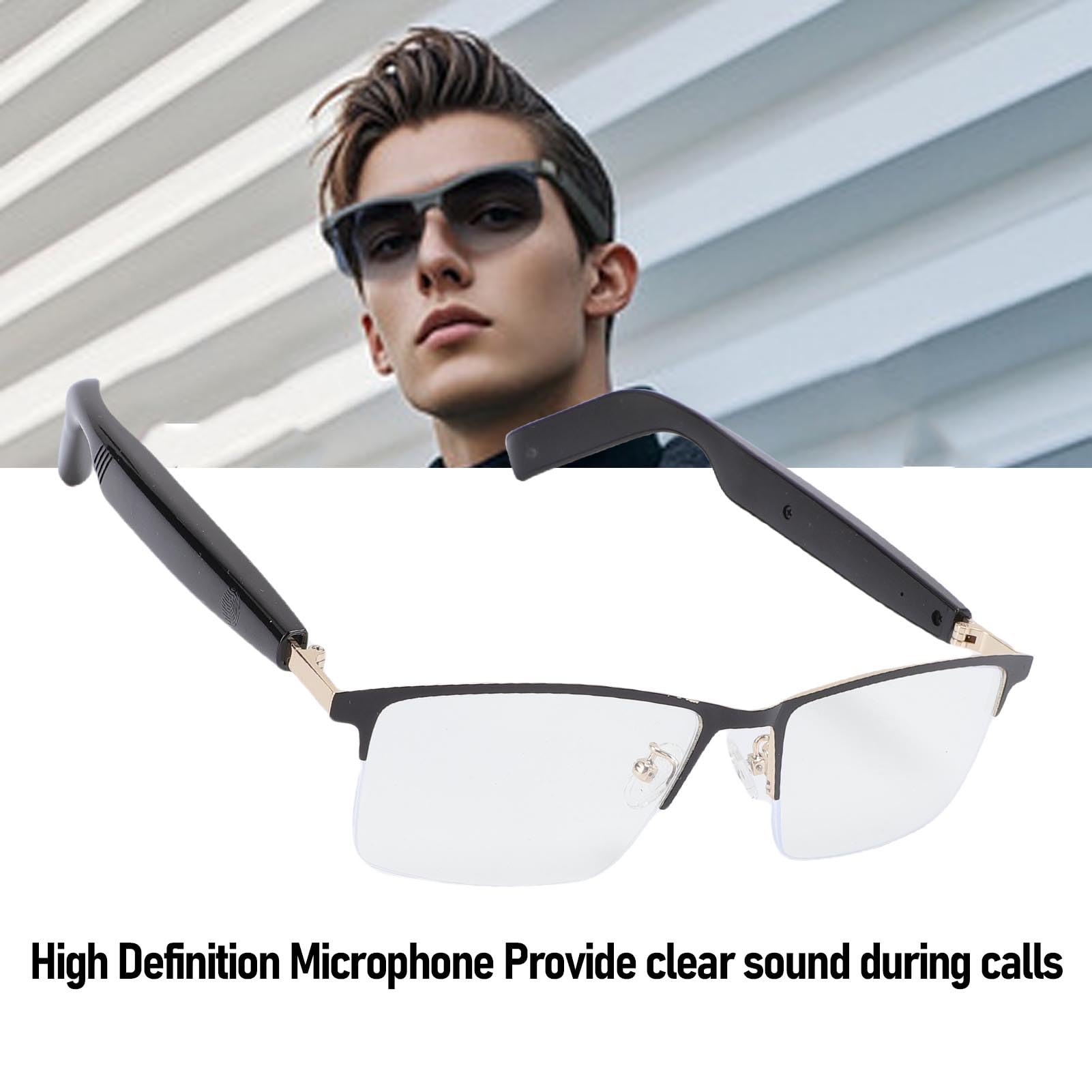 Topiky Bluetooth Audio Smart Lunes pour Femmes Hommes, Lunettes Légères Bleues avec Micro et Haut-Parleur, Contrôle de Soleil Intelligent de Contrôle, Appels Mains Libres, pour la
