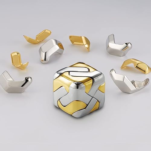 Miniatura 2 de Rompecabezas de metal 3D Brain Teasers para adultos, regalos inteligentes para niños y niñas, oro y plata