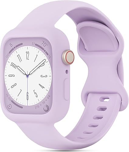 Correas de silicona con funda protectora compatible con Apple Watch Band de 1.496 in, 1.575 in, 1.614 in, 1.654 in, 1.732 in, 1.772 in, correa