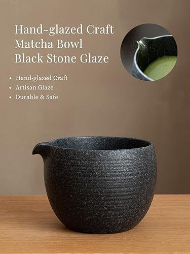 Miniatura 4 de Juego de 6 batidores japoneses de matcha, juego de matcha incluye cuenco de cerámica de 20 onzas (Chawan), batidor y soporte de bambú, cuchara de