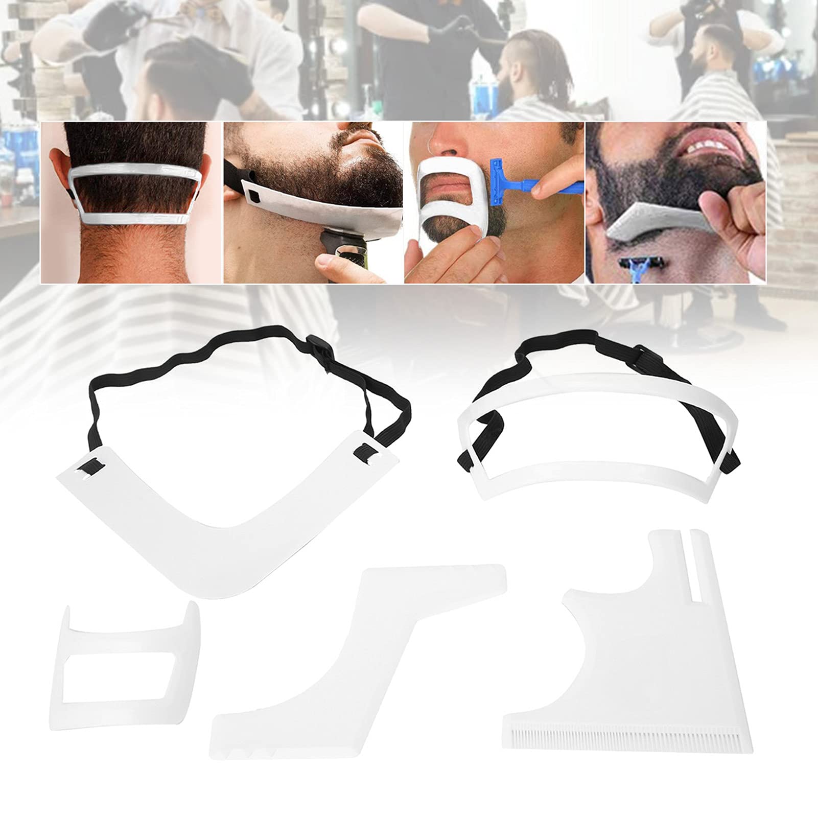 Set di 5 pezzi per il taglio della barba, set di strumenti per modellare la barba da uomo, per la rasatura di pizzetto e scollatura, guida per la barba, styling della barba