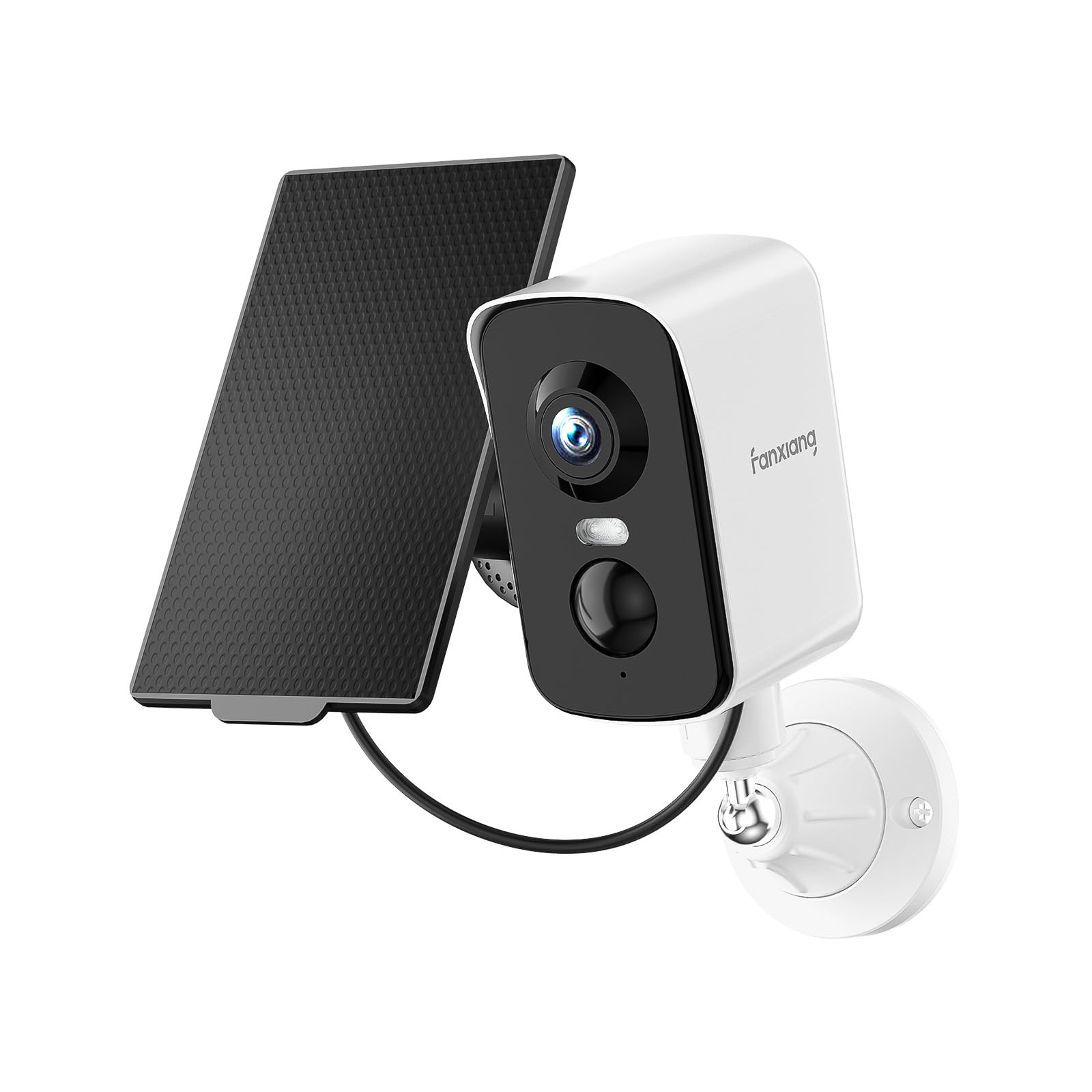 fanxiang 2K Wireless Security Camera Outdoor with Solar Panel & 64GB Card, Rechargeable Battery Camera Wireless WiFi, 300° Pan Rotating, PIR, Color