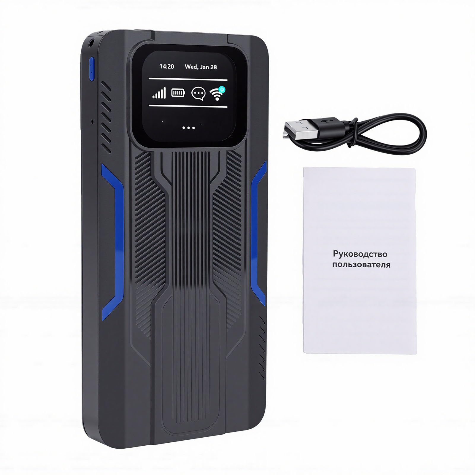 Hotspot Mobile 4G LTE, Router WiFi con Supporto per 10 Dispositivi Connessi, Display LCD, Batteria Integrata da 10000 MAh, Rete Privata per Viaggi di Gruppo, Viaggi in Auto e