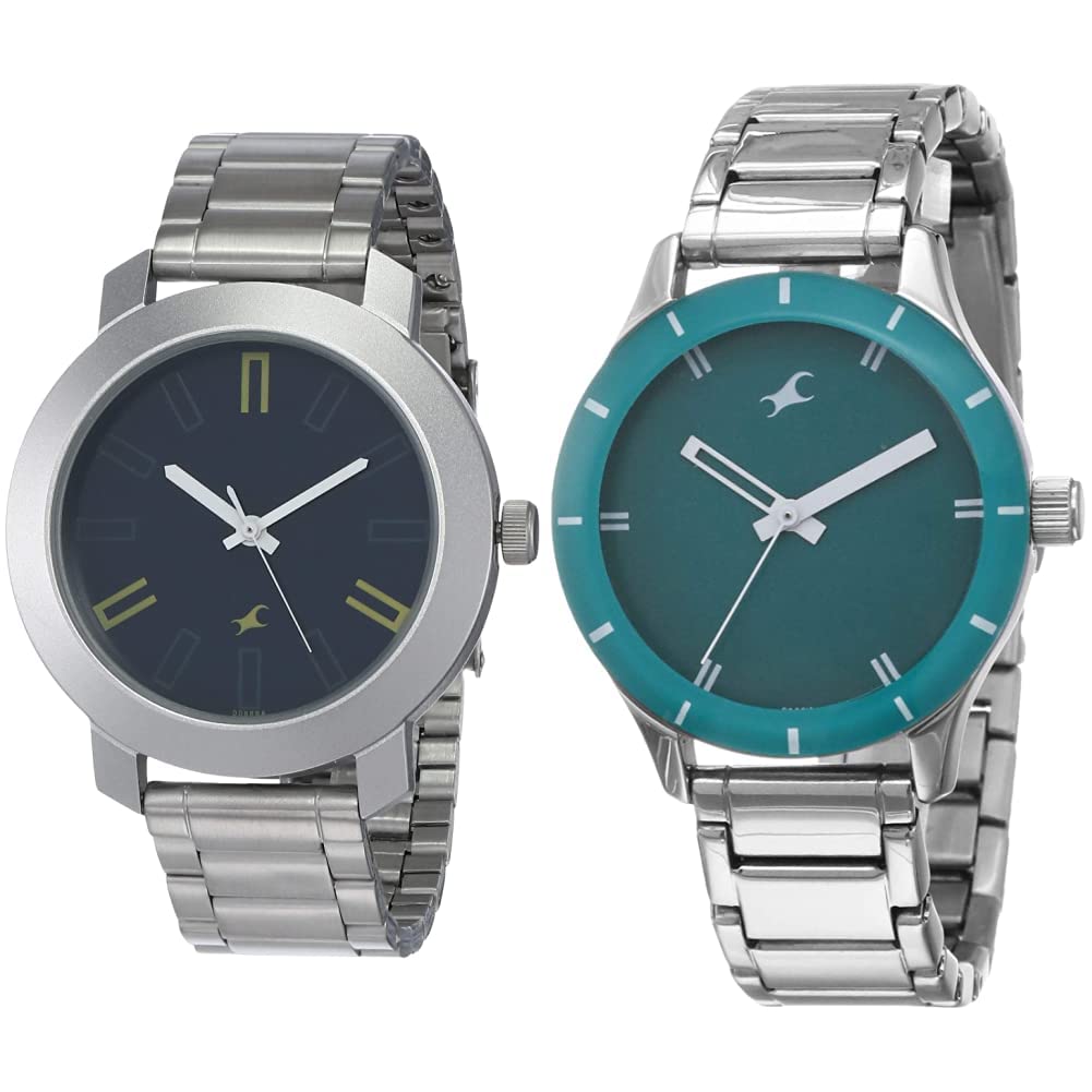 Fastrack Women Stainless Steel and Analog Silver Navy Blue Dial Couples Watch (Nk3120Sm02 +Nk6078Sm01) | Rakshabandhan Gifts, Band Color-Assorted (B07VLNYKY7) Amazon Price History, Amazon Price Tracker