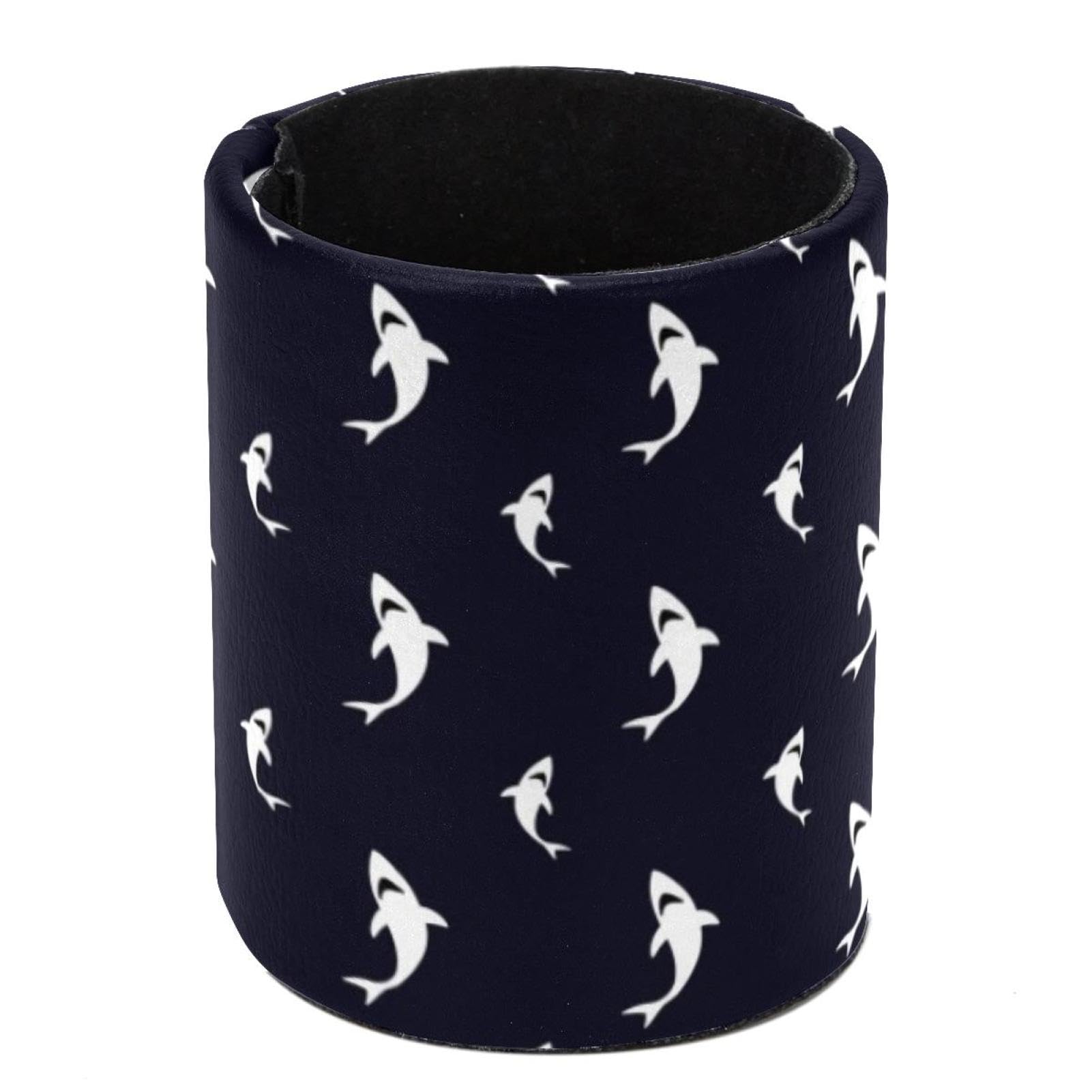 Eslifey Pen Holder Round Pencil Holder for Desk, White Shark Pattern Pen Pot Pen Cup Makeup Brushes Holder Stand Display Desk Stationery Organiser for Home Office School — image 1