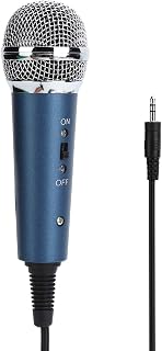 Wired Condenser Microphone 3.5mm with U‑Shaped 3.5mm Adapter,Wired Handheld Mic with On and Off Switch,for Singing/PA Speaker/Amp/Mixer/Karaoke Machine & Speech/Wedding/Stage (Blue)