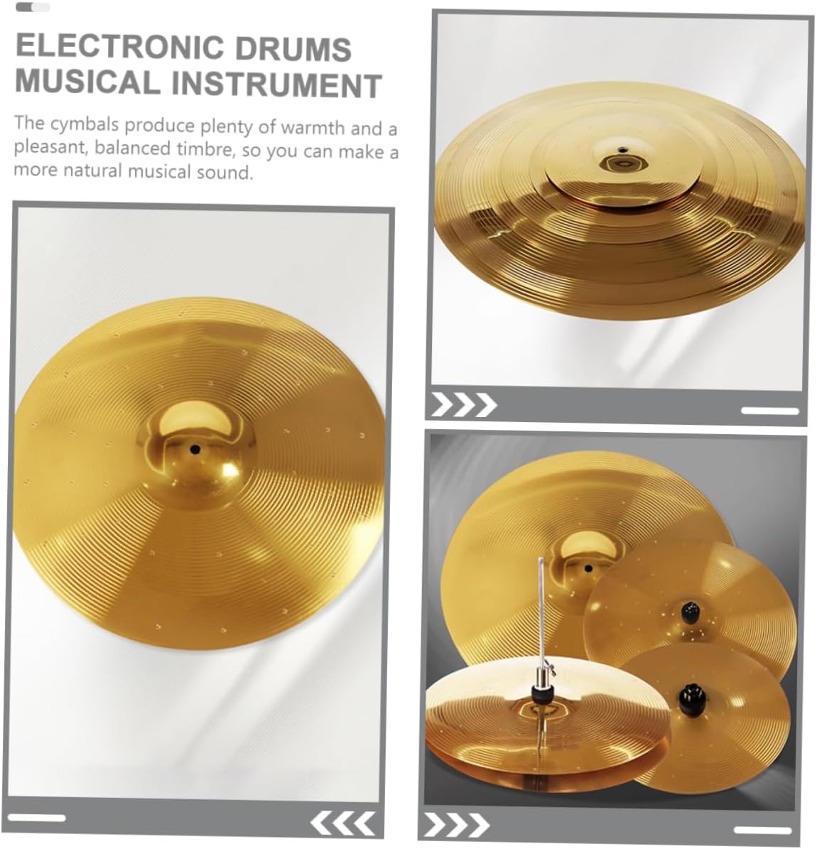 HANABASS Brass Alloy Splash Cymbals for Drum Set Low Volume Metal Cymbals for Quiet Practice for Electronic Drums and Music Instrument Use