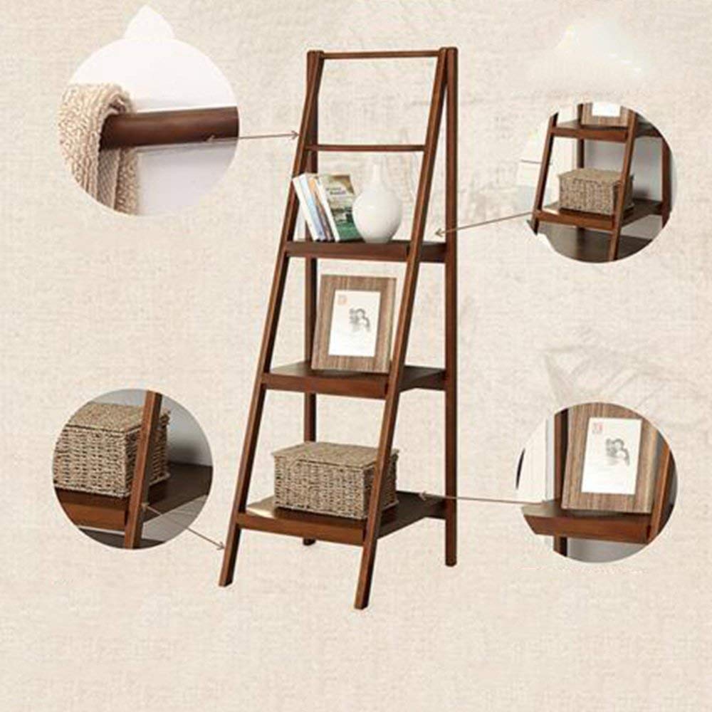 Estante de pared tipo escalera MU, soporte decorativo de madera para flores en azul 5