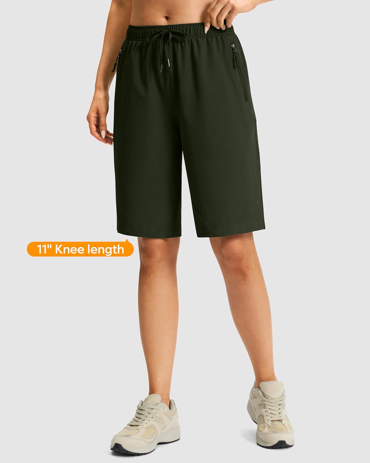 Viodia Women's 9''/11'' Hiking Shorts Long Bermuda Lightweight Shorts Quick Dry Athletic Golf Shorts with 3 Zipper Pockets - Image 3