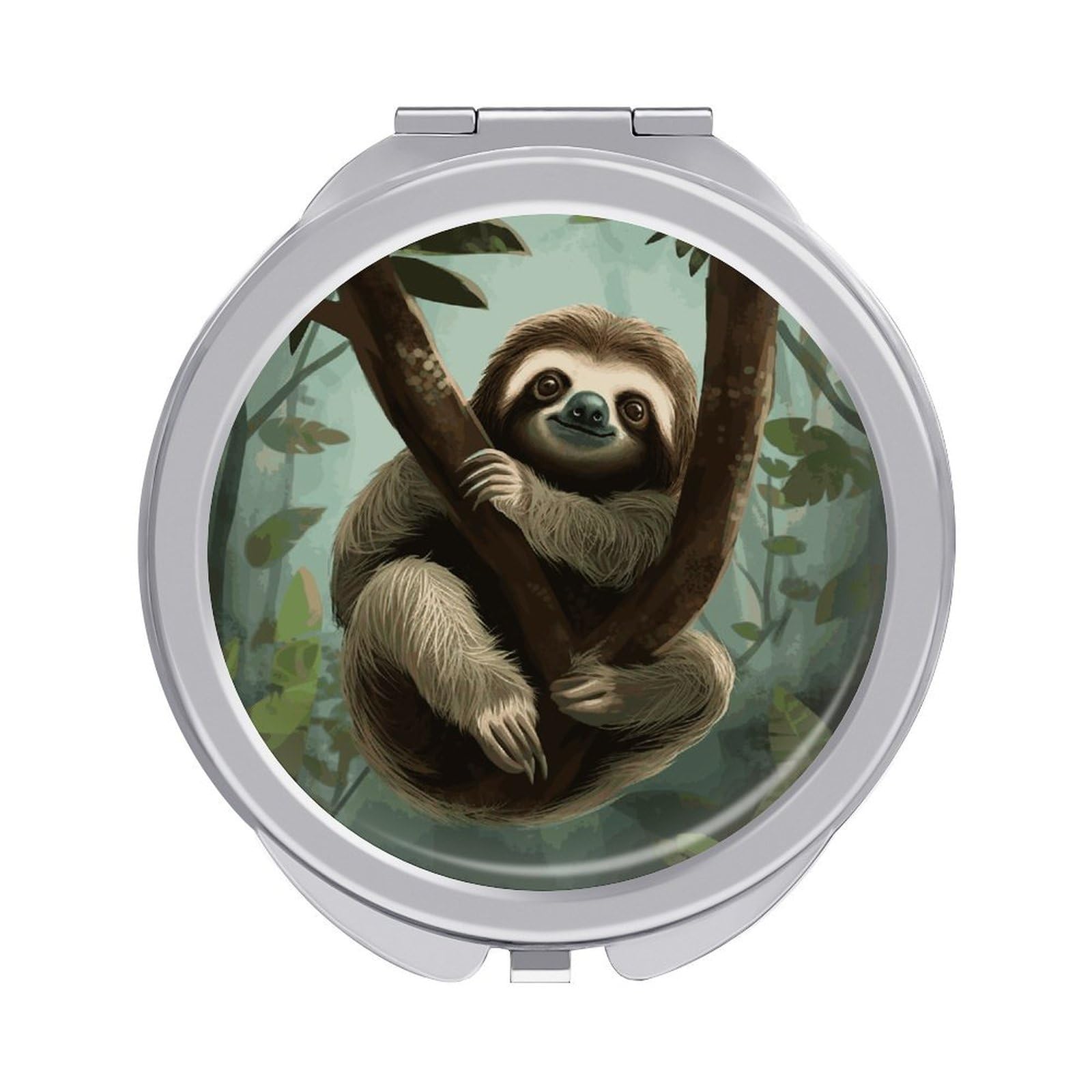 LDGSUPH Sloth2 Travel Makeup Mirrors Portable Compact Mirror Double-Sided 2X/1X Magnifying Folding Pocket Mirror Mini Round Handheld Mirrors for Home Outdoor