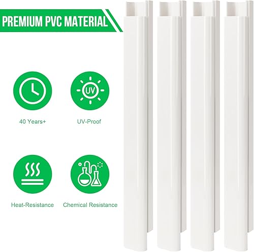 Miniatura 4 de Kit de cubierta de tubería decorativa de PVC para aire acondicionado central y sistema de bombas de calor de 3 pulgadas de ancho y 15.5 pies de largo