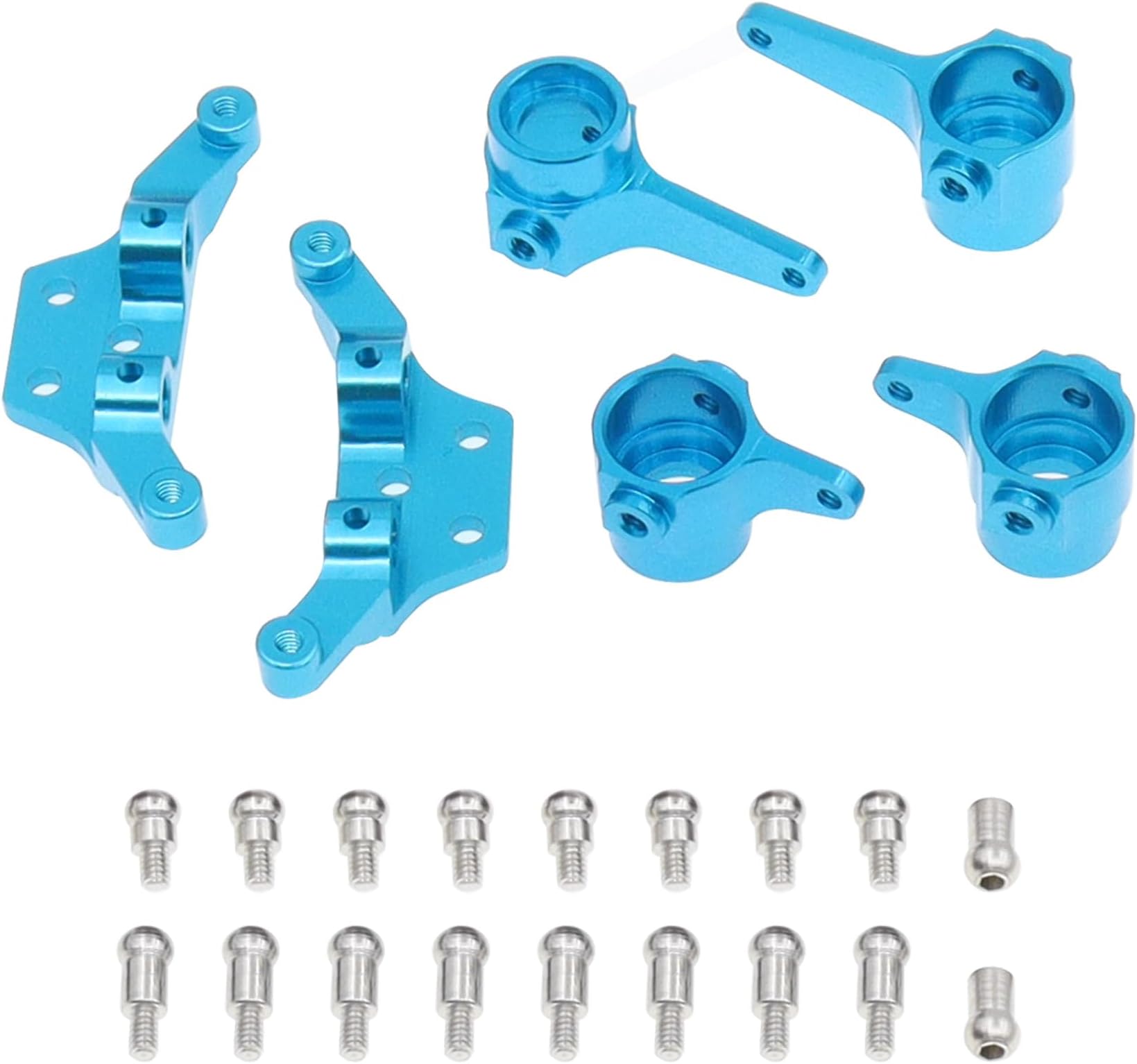 Treehobby6PCS Aluminum Alloy Front& Rear Steering Cup Shock Mount Sets Compatible with WLtoys K969 K979 K989 K999 P929 P939 1/28 RC Car Upgrade Parts(Blue)