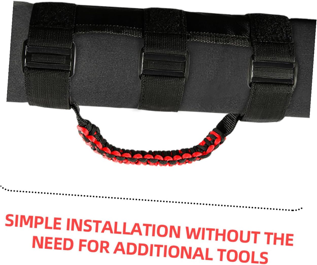 4pcs Paracord Grab Handles Vehicle Car Roof Assist Handles Compatible with Off-Road SUV Models Black with Red Rope