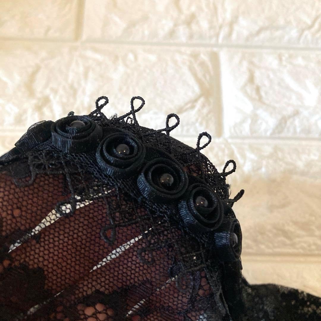 半衿 半襟 飾衿 掛衿 重衿 帯飾 総レース ケミカルレース 黒玉 着物 振袖.065hm