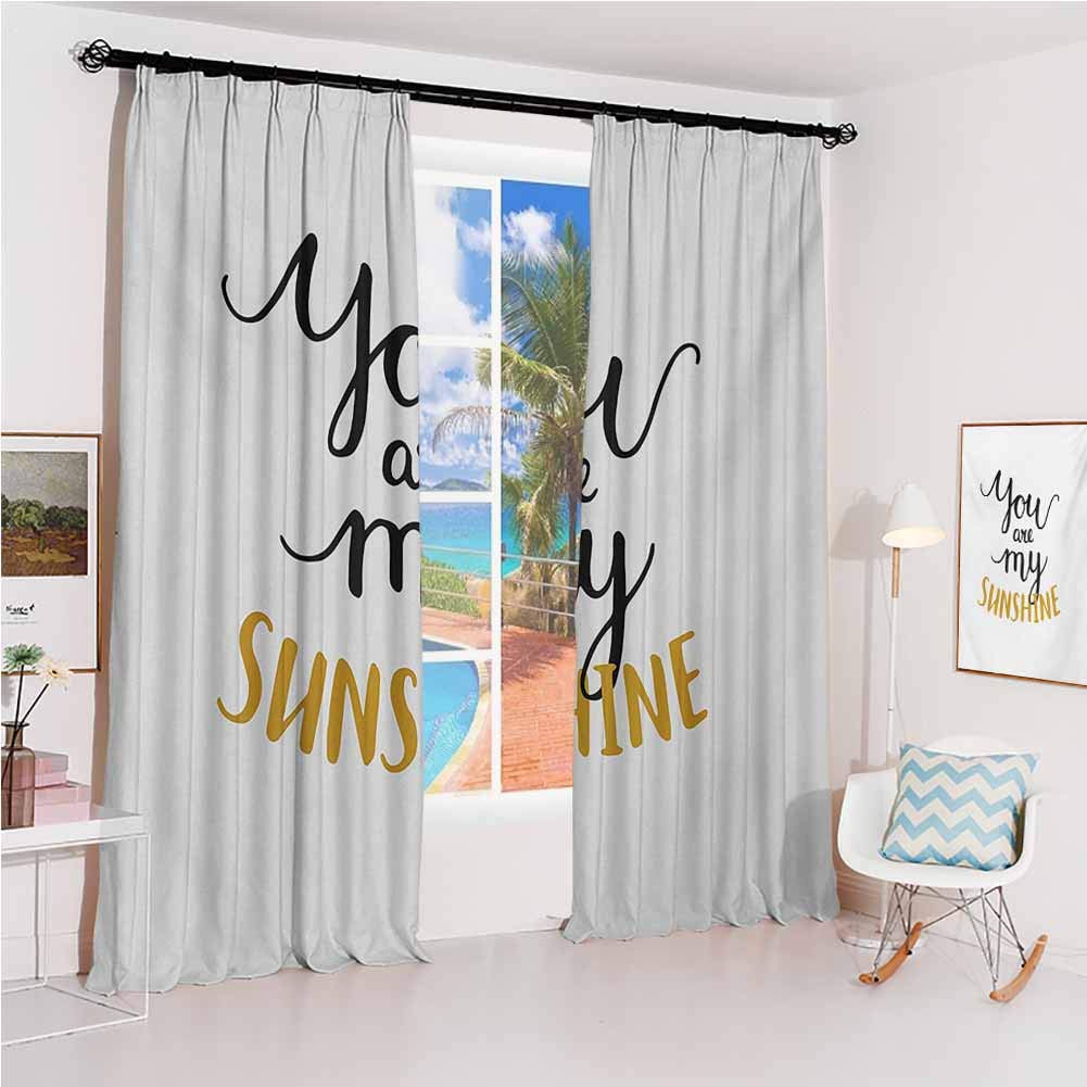 GUUVOR Quote Sunshade Sunscreen Curtain Big Font Classical Romantic Partners Phrase Soul Mates Theme Calligraphy Image Soundproof Shade W42 x L84 Inch Mustard Black