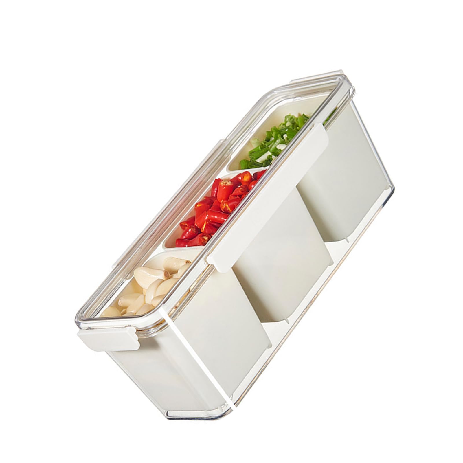 Tsophreniq Sturdy Seasoning Box with Dividers Ideal for Storing Various and Condiments Clear Multi-Compartment Seasoning Box for Kitchen Organization