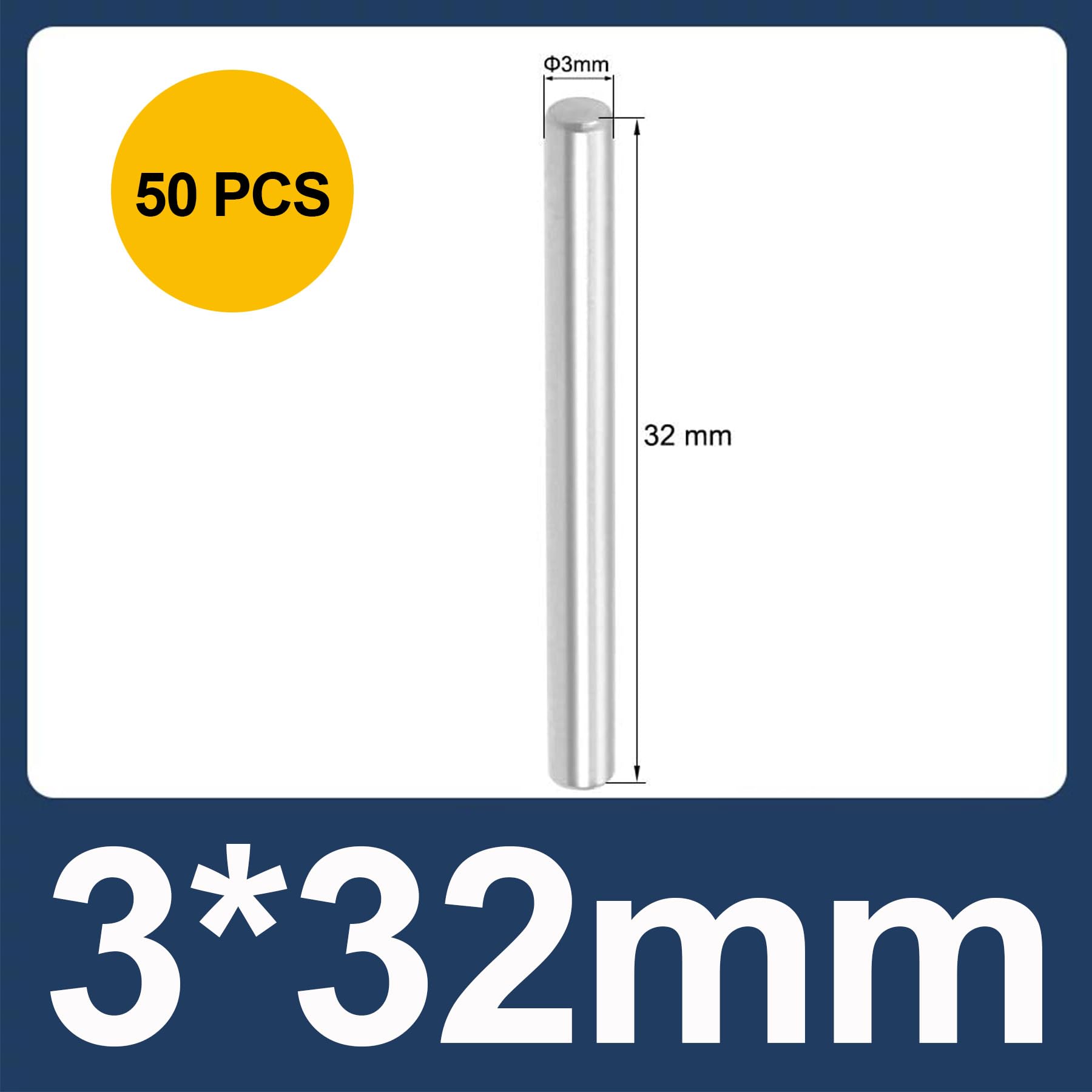 LEPEVNEY 3mm x 32mm 304 Stainless Steel Dowel Pins Shelf Pegs Support Shelves Silver Tone 50Pcs - Image 2