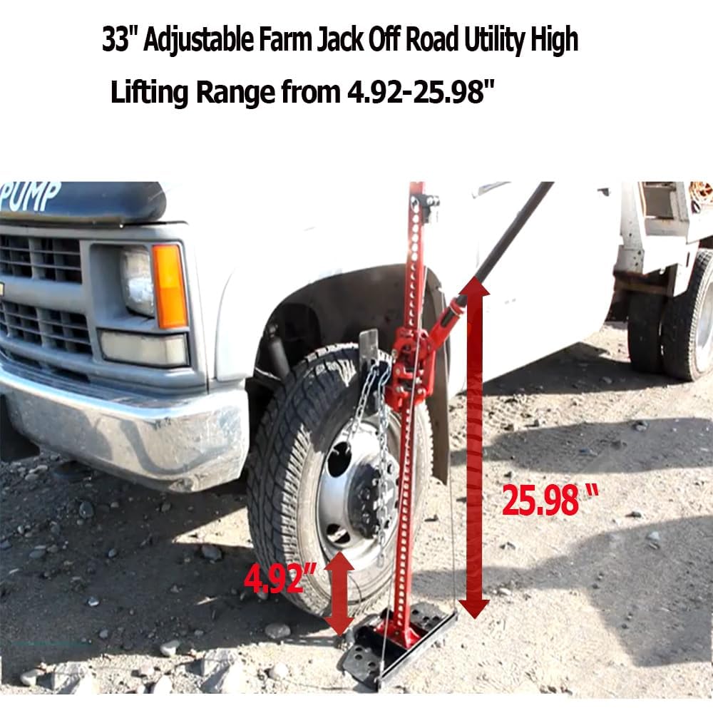 Acekool Cric Hi-Lift Tout-Terrain agricole 3,2 t (7000 LB) à cliquet - levée 33" (83,8 cm) - poignée antidérapante & Verrouillage sécurité - pour 4x4/SUV/camion/tracteur - Rouille