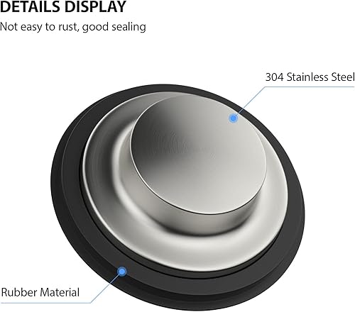 Miniatura 7 de Lordear - Tapón para fregadero de cocina de acero inoxidable  Tapón de eliminación de basura de acero inoxidable para fregadero de 3-12 pulgadas,