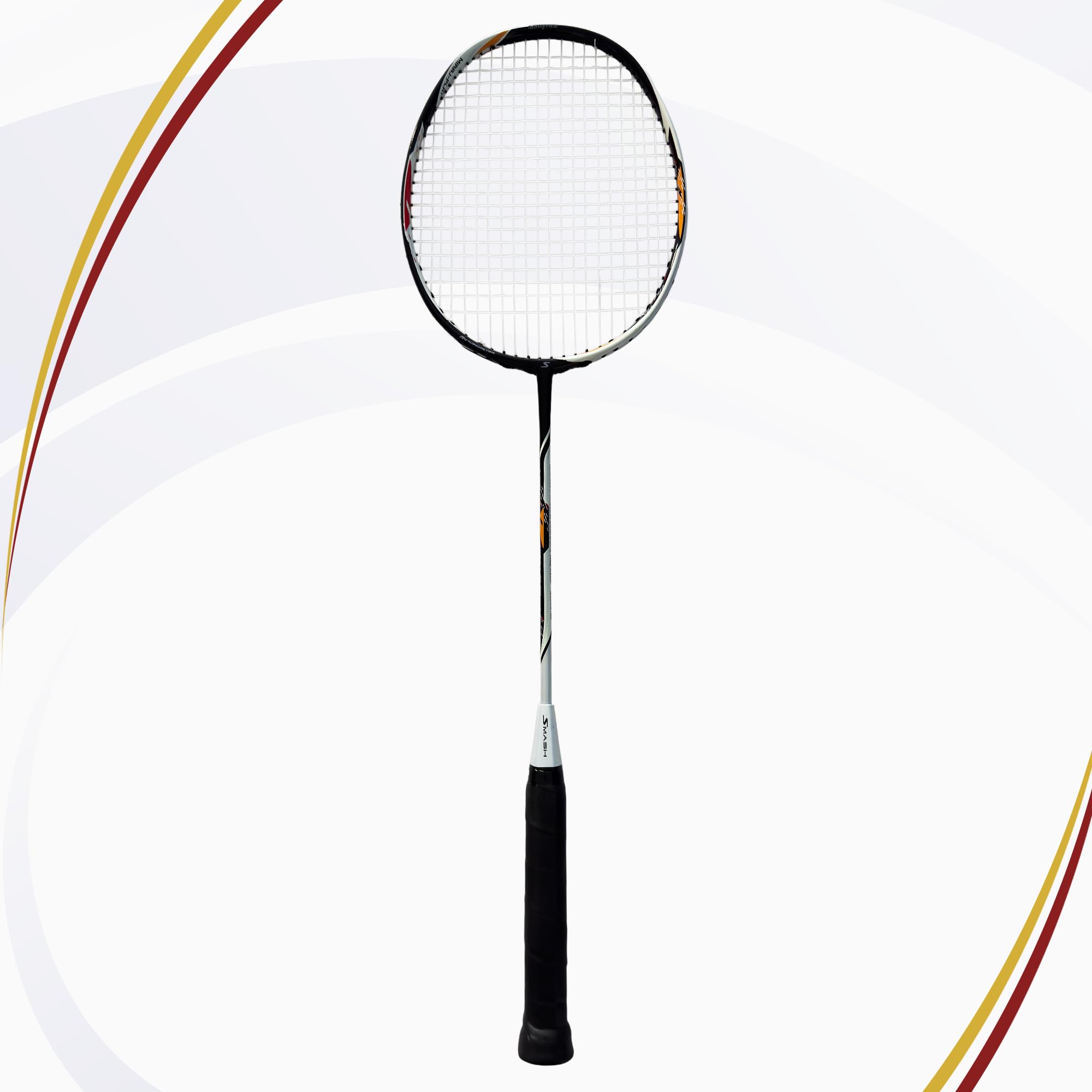 Smash Miraj Play Badminton Racquet | Premium Graphite | Medium Flex | 26–28 lbs String Tension | 80g | Black White-image-23