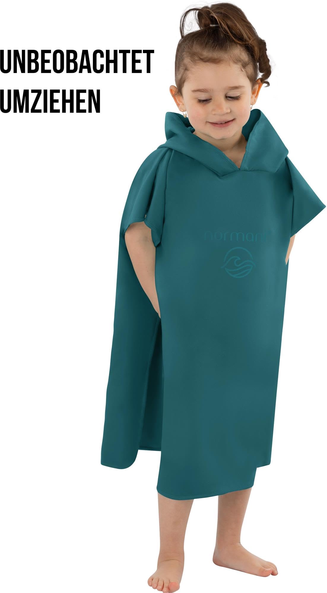 normani Kinder-Badeponcho Strandponcho - Handtuch-Poncho aus 100% natürlicher Bio-Baumwolle Handtuch Cape Badetuch mit Kapuze für Jungen und Mädchen 2-13 Jahre