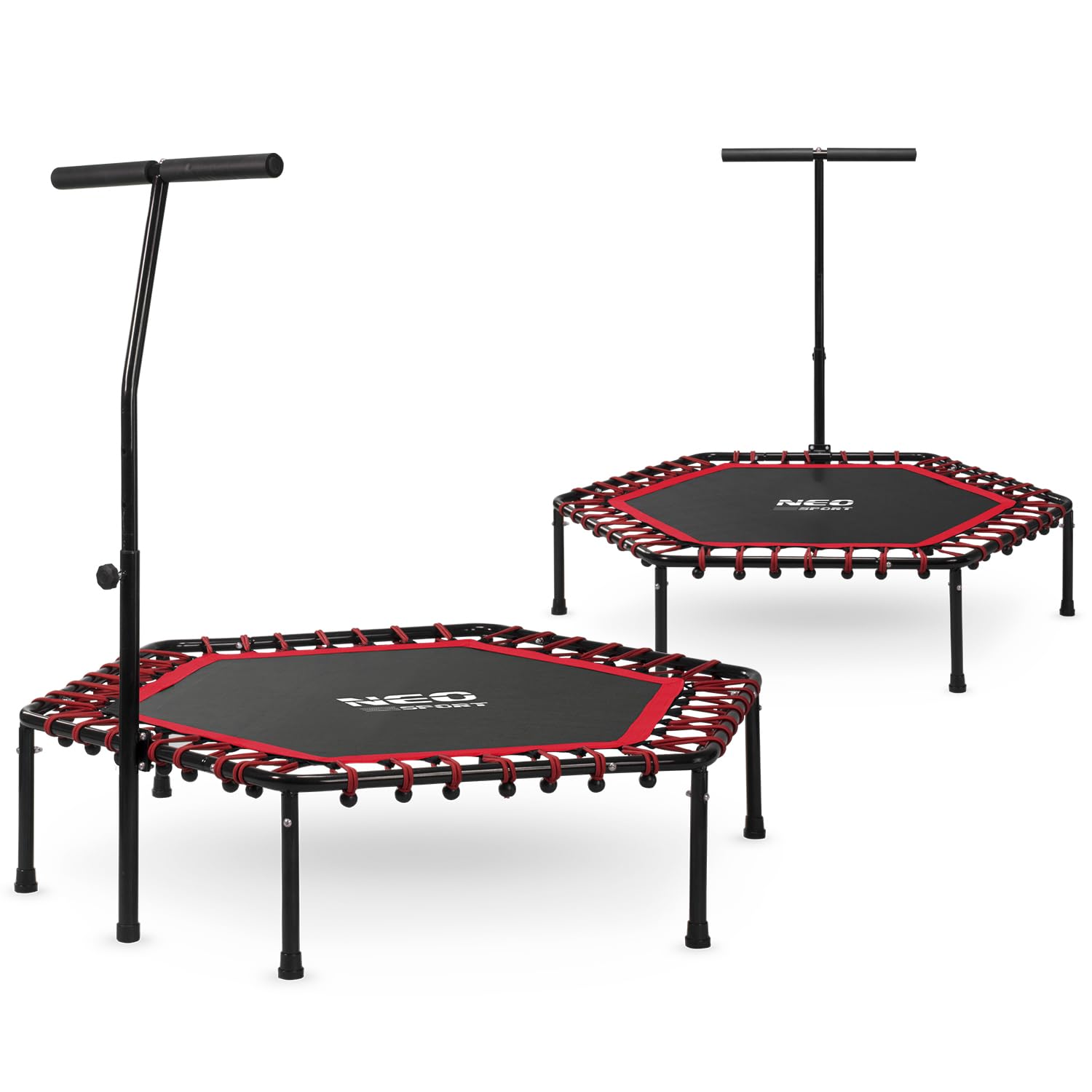 Neo-Sport Trampolino fitness piccolo con manico regolabile in altezza mini trampolino per salto per adulti diametro da 127 cm a 100 kg mini rampolino per interni ed esterni