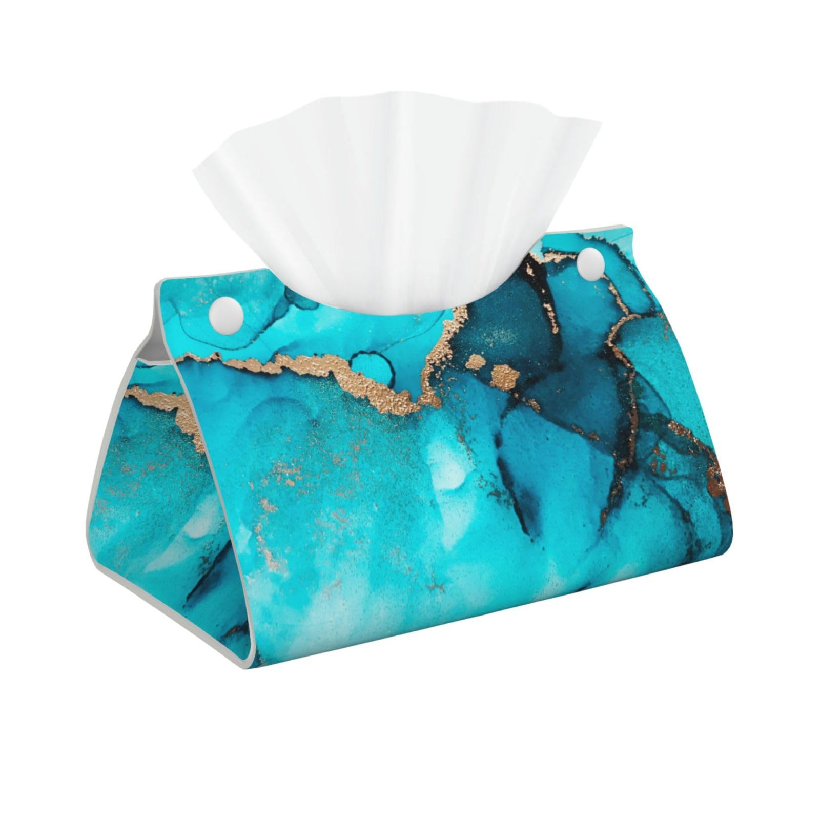 Gongguj As Picture Trendy Abstract Teal Gold Swirls, Long Tissue Box Cover Tissue Box Holder Tissue Dispenser Tissue Holder