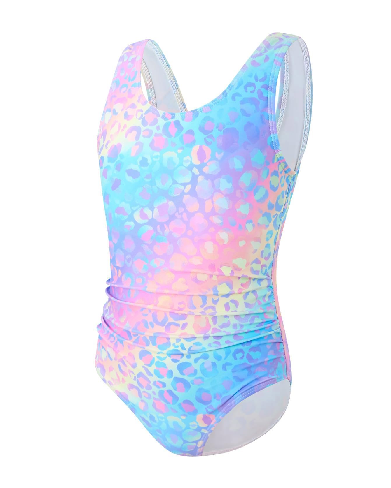 DivingBirds Badeanzug Mädchen mit Soft-Pads Kinder Einteiliger Schwimmanzug Mädchen Elastische Breitenträgern UV Badebekleidung 8-13Jahre