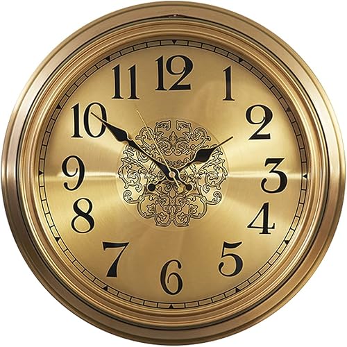 BONOOL Grande Horloge Murale créative en métal doré, Horloge Murale rétro, décor
