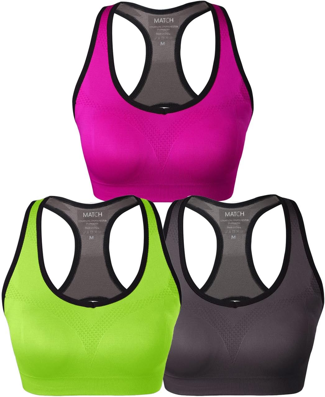 Match Racerback Sports Bras for Women – Padded Seamless Strappy Workout Tops for Yoga Gym Runing Fitness Sports Bras - Image 2