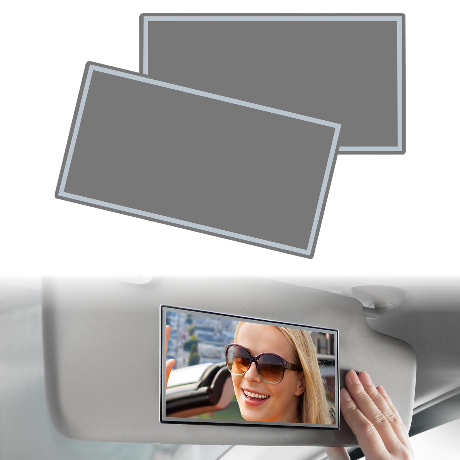 2 pezzi 15 x 8 cm Specchietti Trucco Auto,Specchietto retrovisore Auto,HD Specchietto Auto,Specchio Trucco Della Sole,Specchio Autoadesivo Portatile Dell'Acciaio Inossidabile