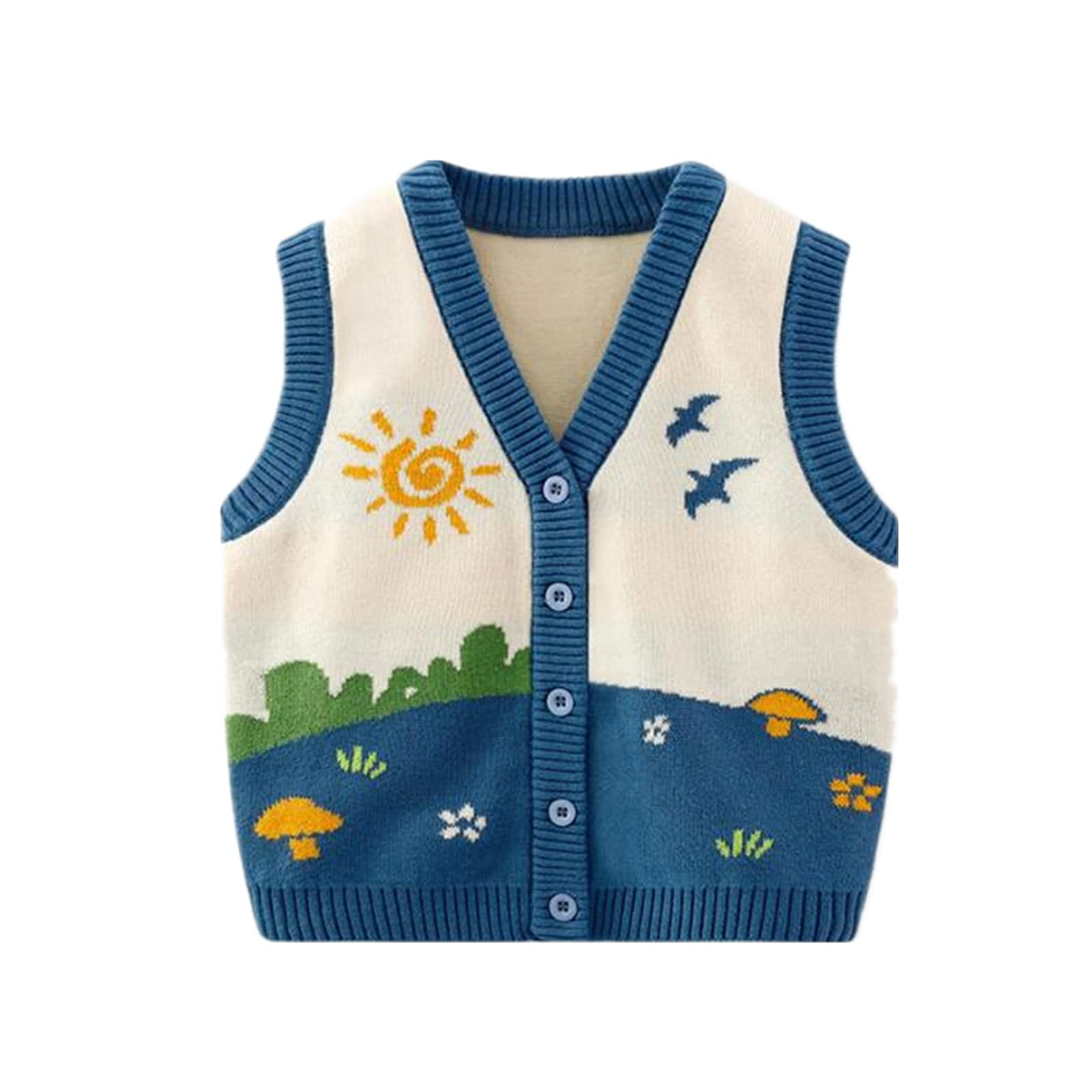 Unisex Baby Sweater Vest Knitted Soft Uniform Cotton V-Neck Sleveeless Waistcoat Vest