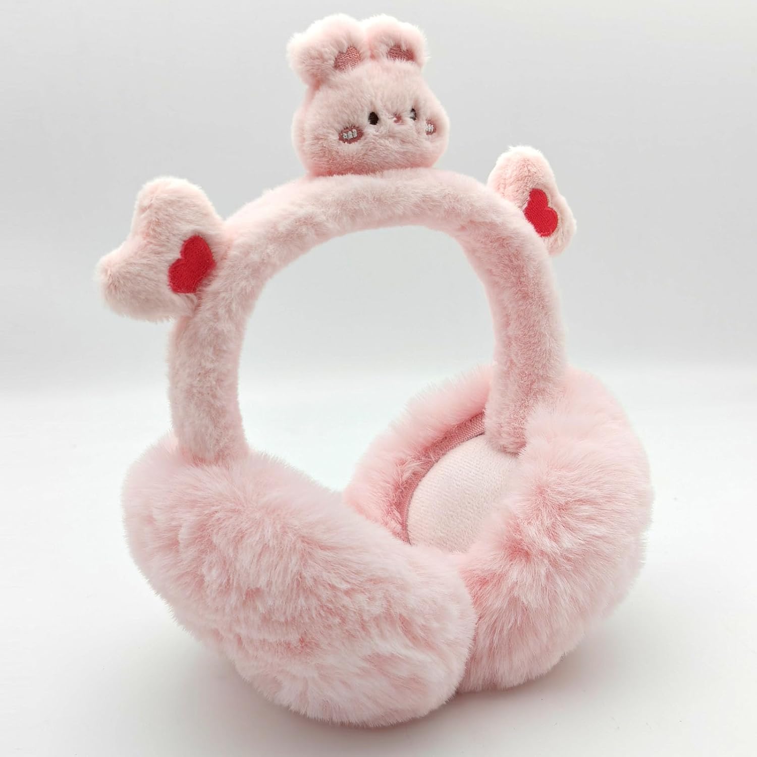 Goodangie00 Cute Bunny Earmuffs Winter Warm Fluffy Cat Ear Faux Fur Ear Muffs Foldable Covers for Girls Women Outdoor Plush Ear Warmer(Pink) - Image 4