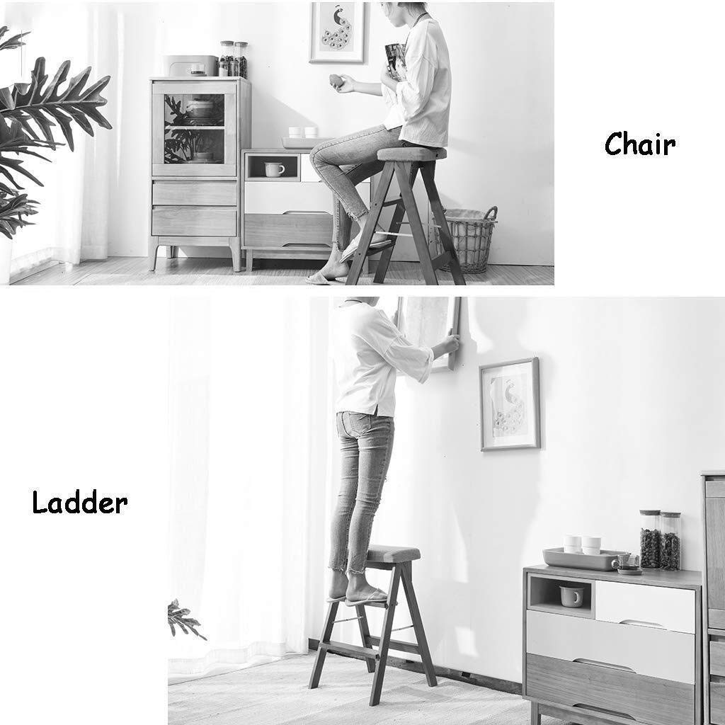 DASHADAO Taburete de Escalada Interior, Taburete de Andador Plegable con Escalera de Tijera/Escalera 3, Asiento de Esponja de Madera, Asiento de Esponja, Silla de Oficina Taburete Alto 15