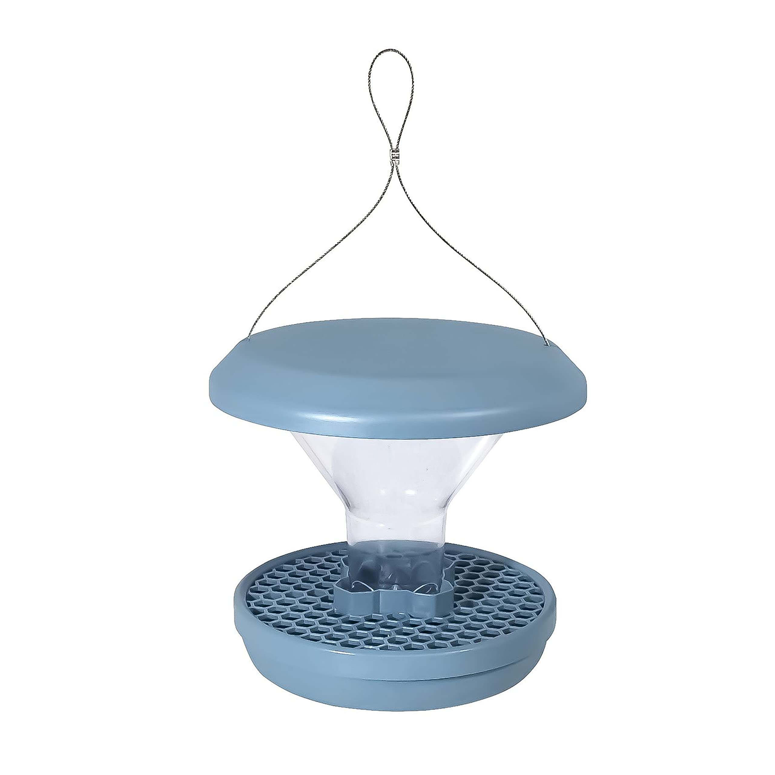 SWISSINNO Comedero para Pájaros Colgante – Davos Smart Birds - Dispensador con Bandeja - Tolva Segura contra Roedores - para Jardín y Balcón - Azul Claro