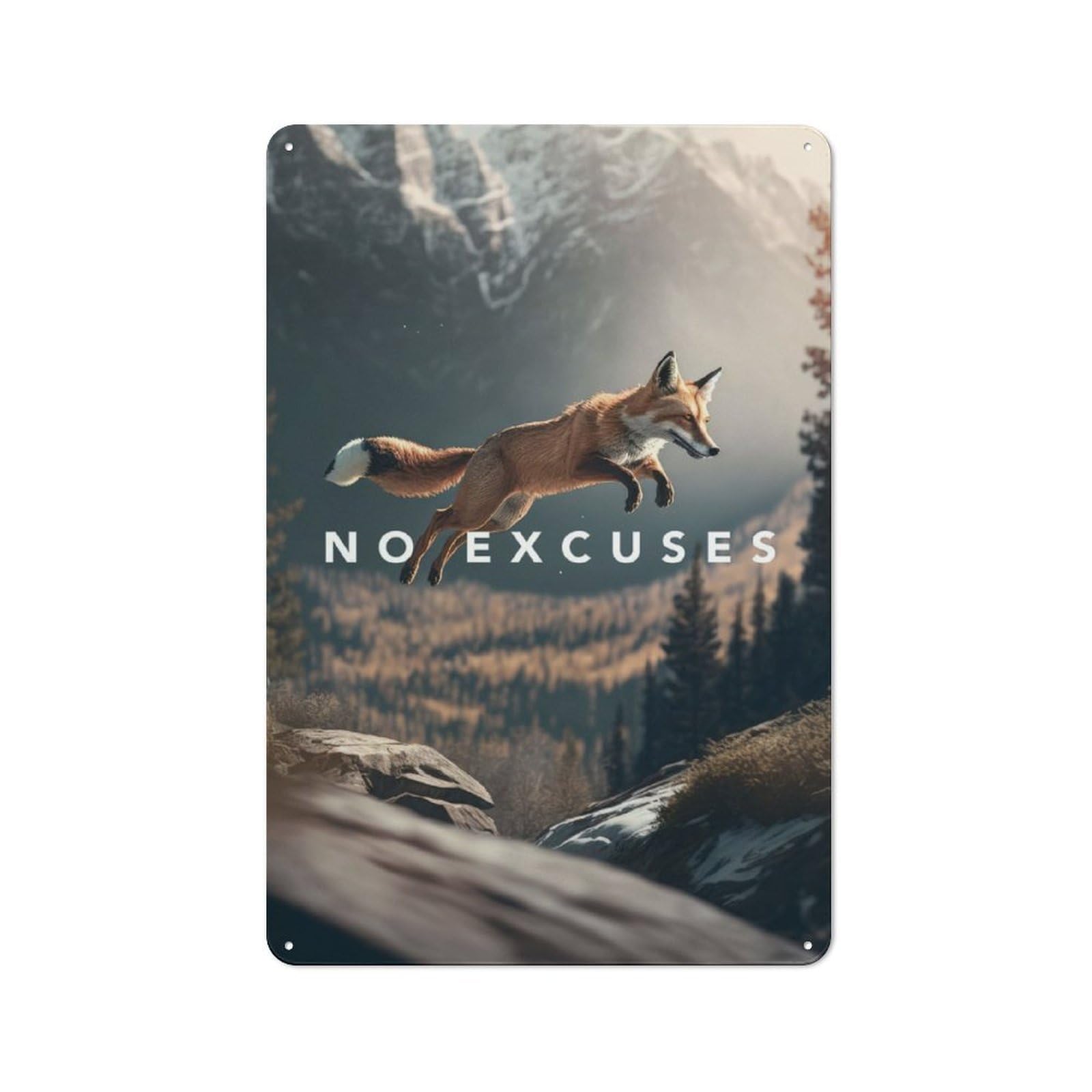 Junmoney No Excuses Motivation 30X20cm Retro Metal Sign With For Home Office Or Studio, Suited To Wall Displays In Home Offices And Studios