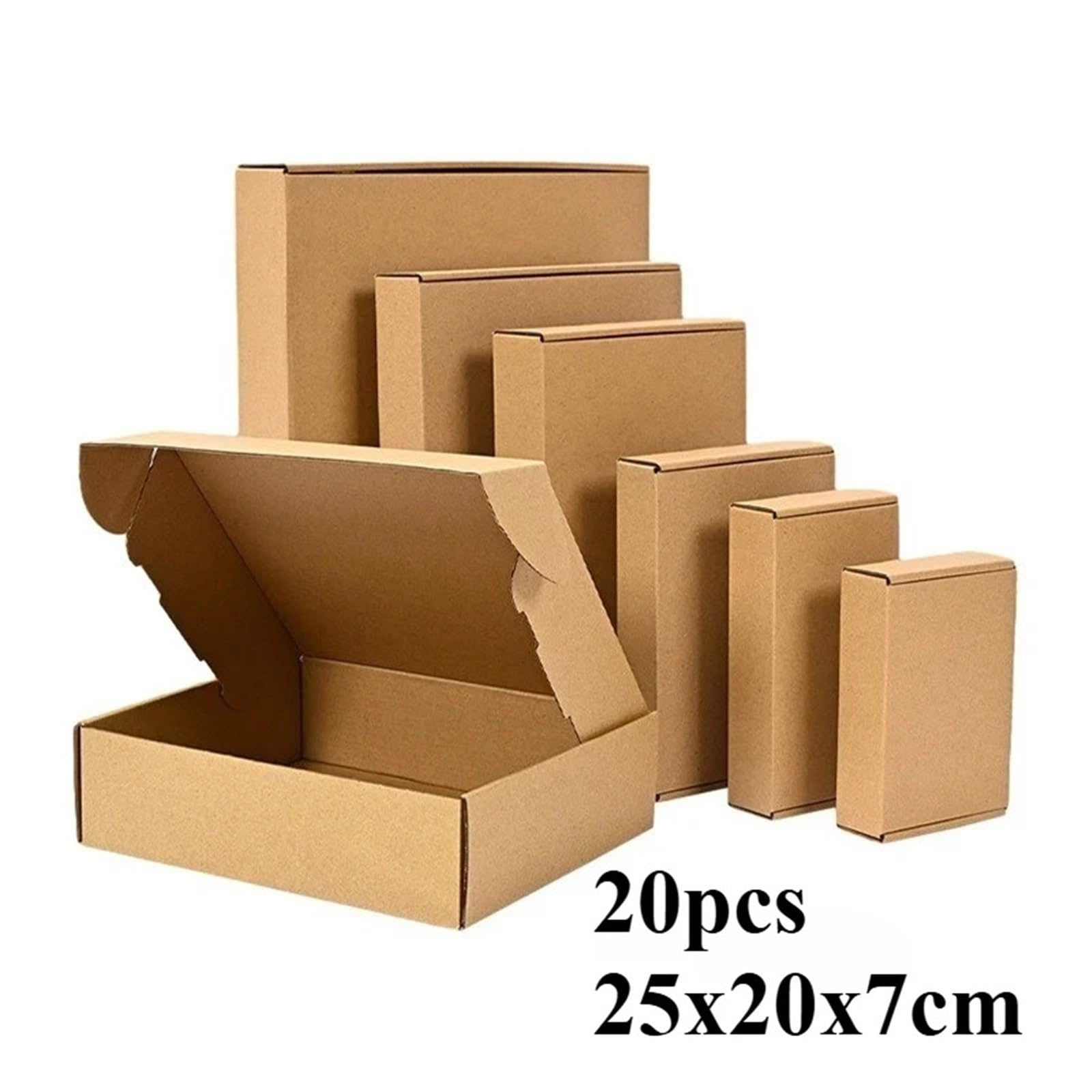 Versand Faltschachtel 10/20 Stück brauner Versandkarton aus Wellpappe | Verpackungsbox for den Versand(20pcs 25x20x7cm)