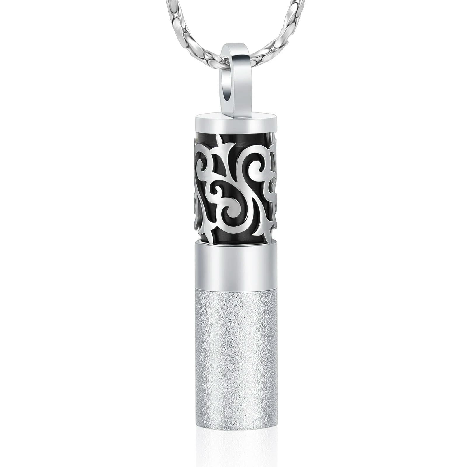 Pendentif commémoratif pour cendres : Collier souvenir précieux argent et noir