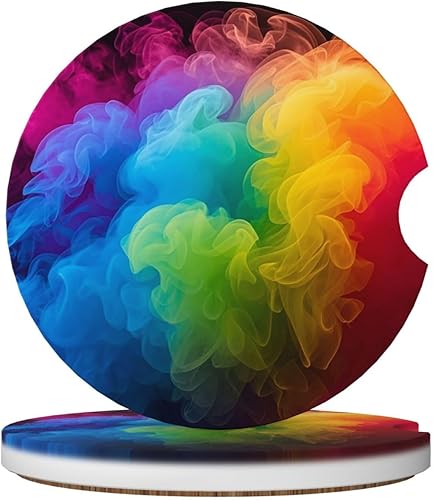 Miniatura 12 de Paquete de 2 posavasos de automóvil absorbentes de cerámica para portavasos de automóvil, tapete antideslizante universal con muesca de dedo,