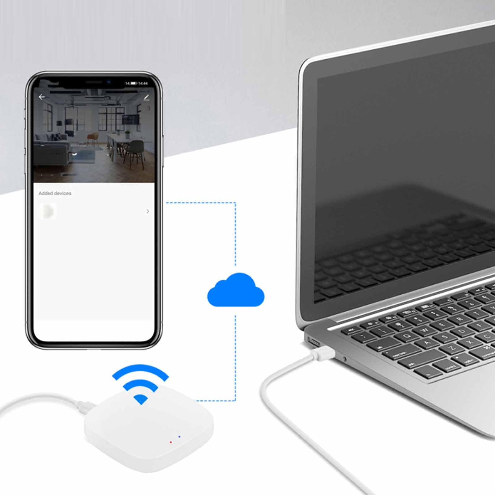 Passerelle Domotique, Pont WiFi et Hub Intelligent Zigbee 2.0 avec Télécommande sans Fil pour Commande à Distance des Appareils Smart Home et Accessoires, Couleur Blanche