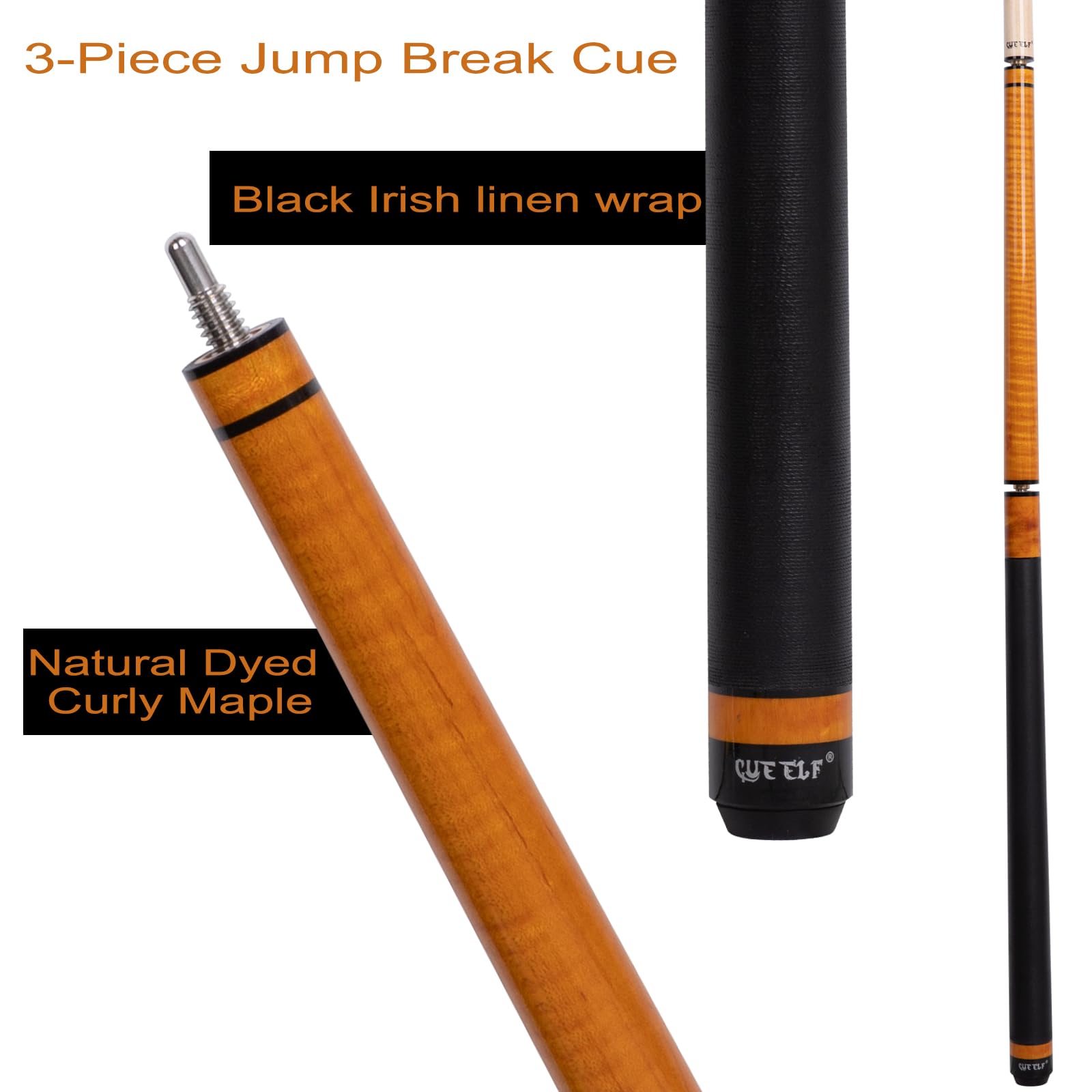 Snapklik.com : CUEELF Heavy Hitter Jump Break Pool Cue 3-Piece Jump ...