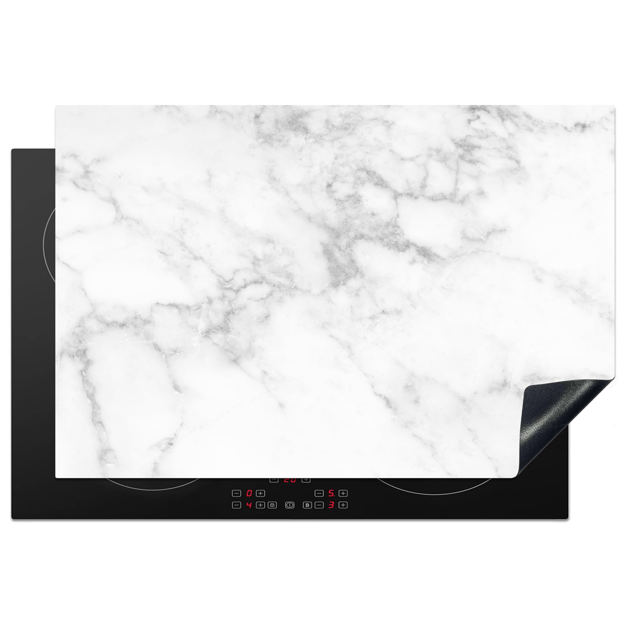 KitchenYeah© Induction Hob Cover Protector Mat 20.3"x29.9" / 76x51.5 cm Kitchen Universal Ceramic Covers for Electric Cookers Vinyl Marble - Grey - White - Marble Structure — image 1