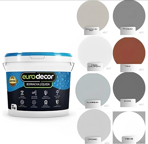 Borracha Líquida Eurodecor Tinta Impermeabilizante Flexível Versátil Resistente 4 KGs (ALUMINIUM)