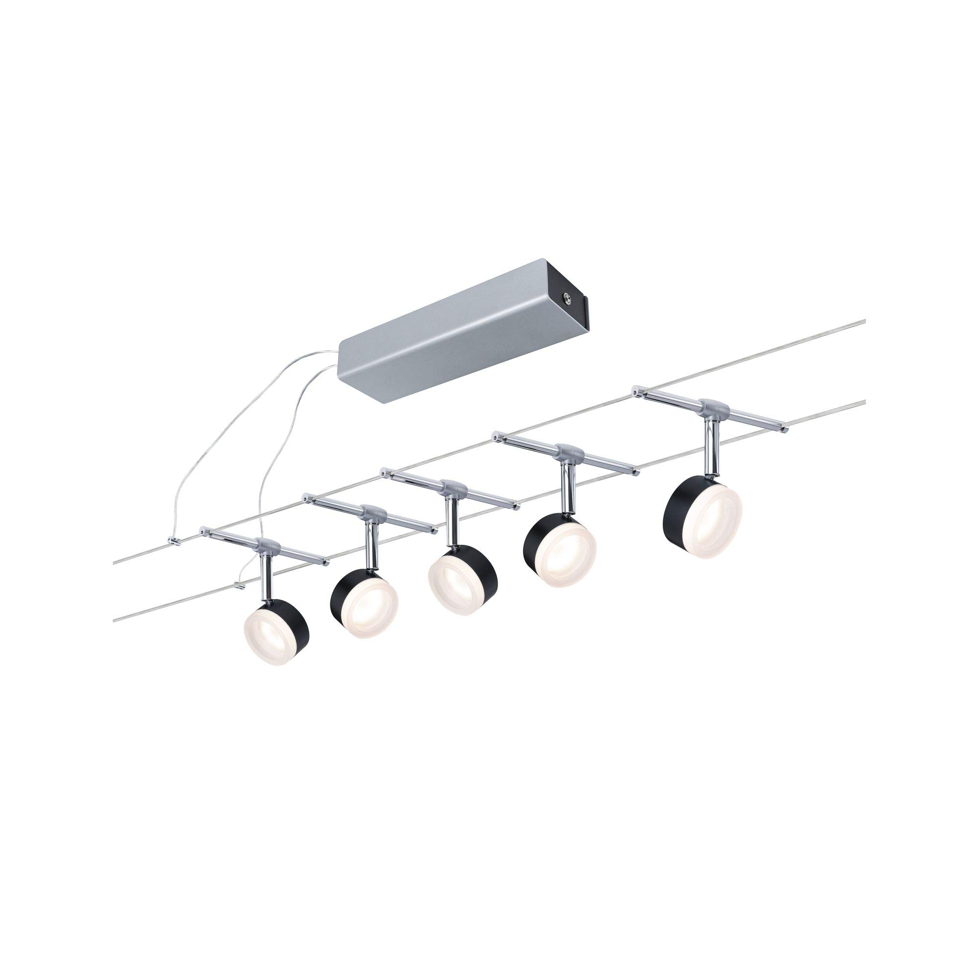 Paulmann 94457 Kit d'éclairage LED ClearLED DC avec 5 x 4 W extensibles Noir en métal chromé 2700 K