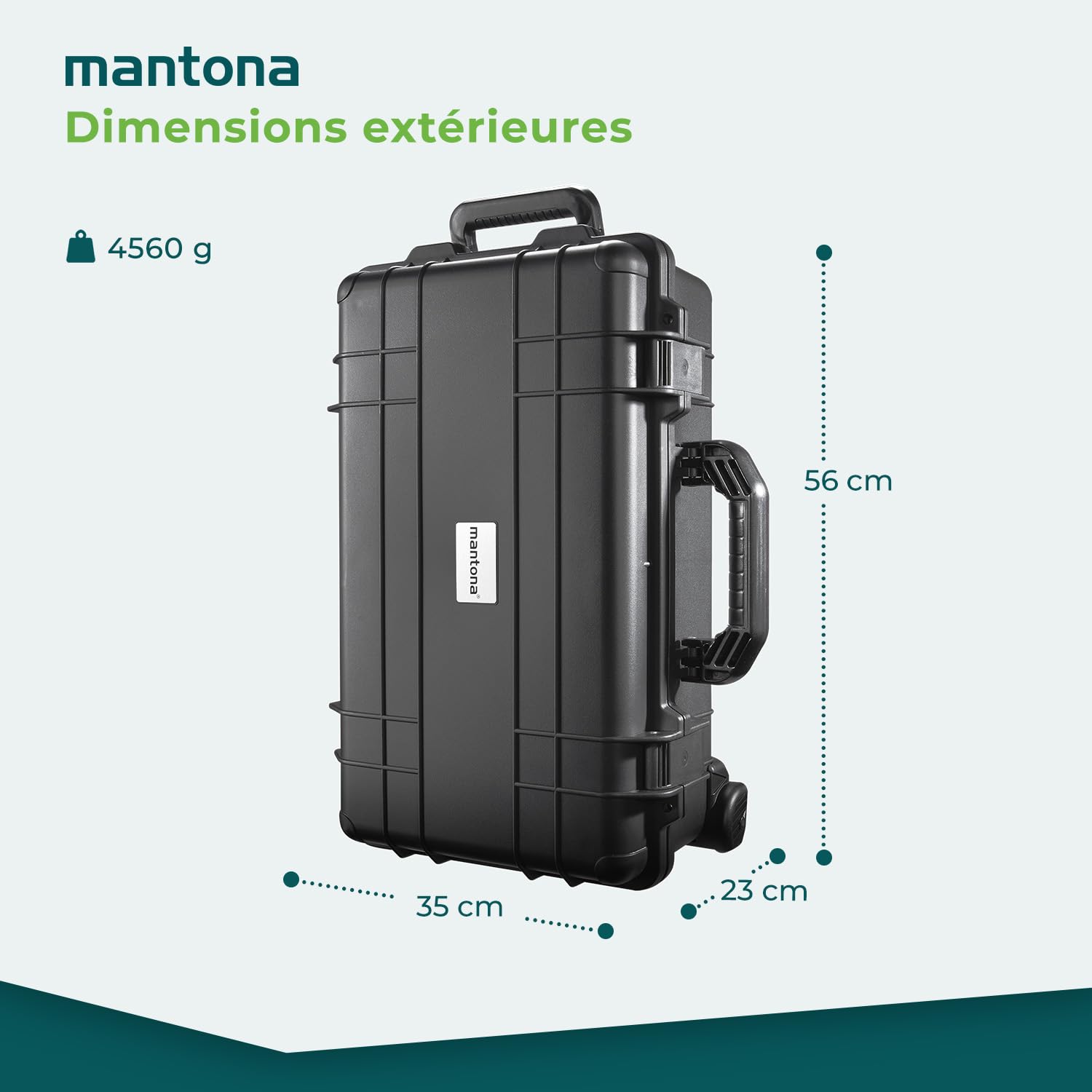Chariot de protection pour valise photo extérieure Mantona (étanche, antichoc, antipoussière, adapté aux appareils photo reflex numériques, aux caméras d'action GoPro