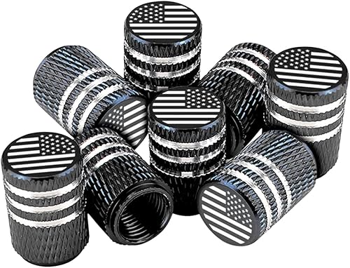 Tapas de válvula de neumático con bandera americana 8 piezas de tapas de válvula de neumático con sello de goma metálica de primera calidad Negro, Tapas de válvula de neumático con bandera americana 8 piezas de tapas de válvula de neumático con sello de goma metálica de primera calidad Negro,