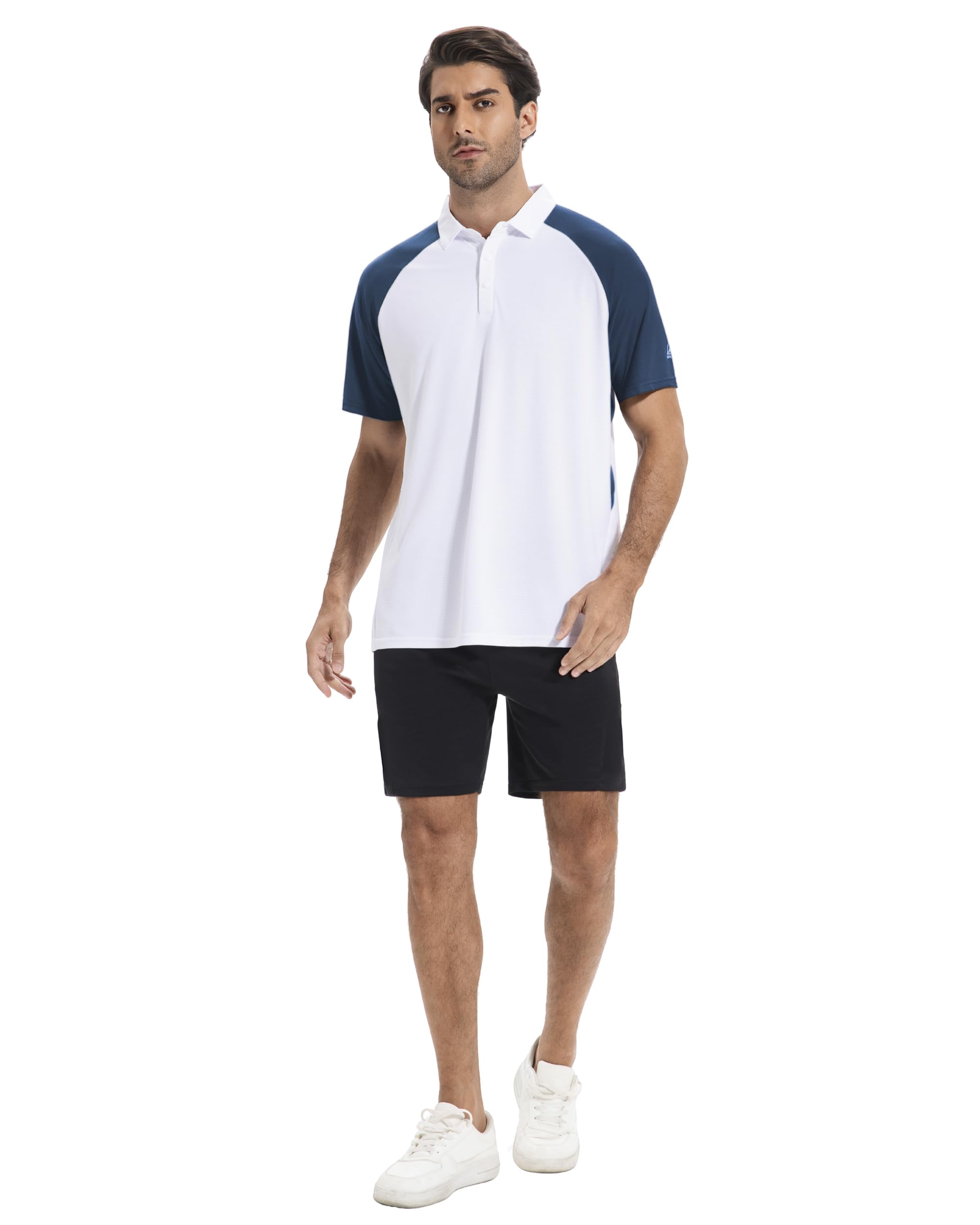 AMZSPORT Polo Manga Corta para Hombre Secado Rápido Transpirable Tenis Verano para Hombre Golf Camisa Deportiva Casual