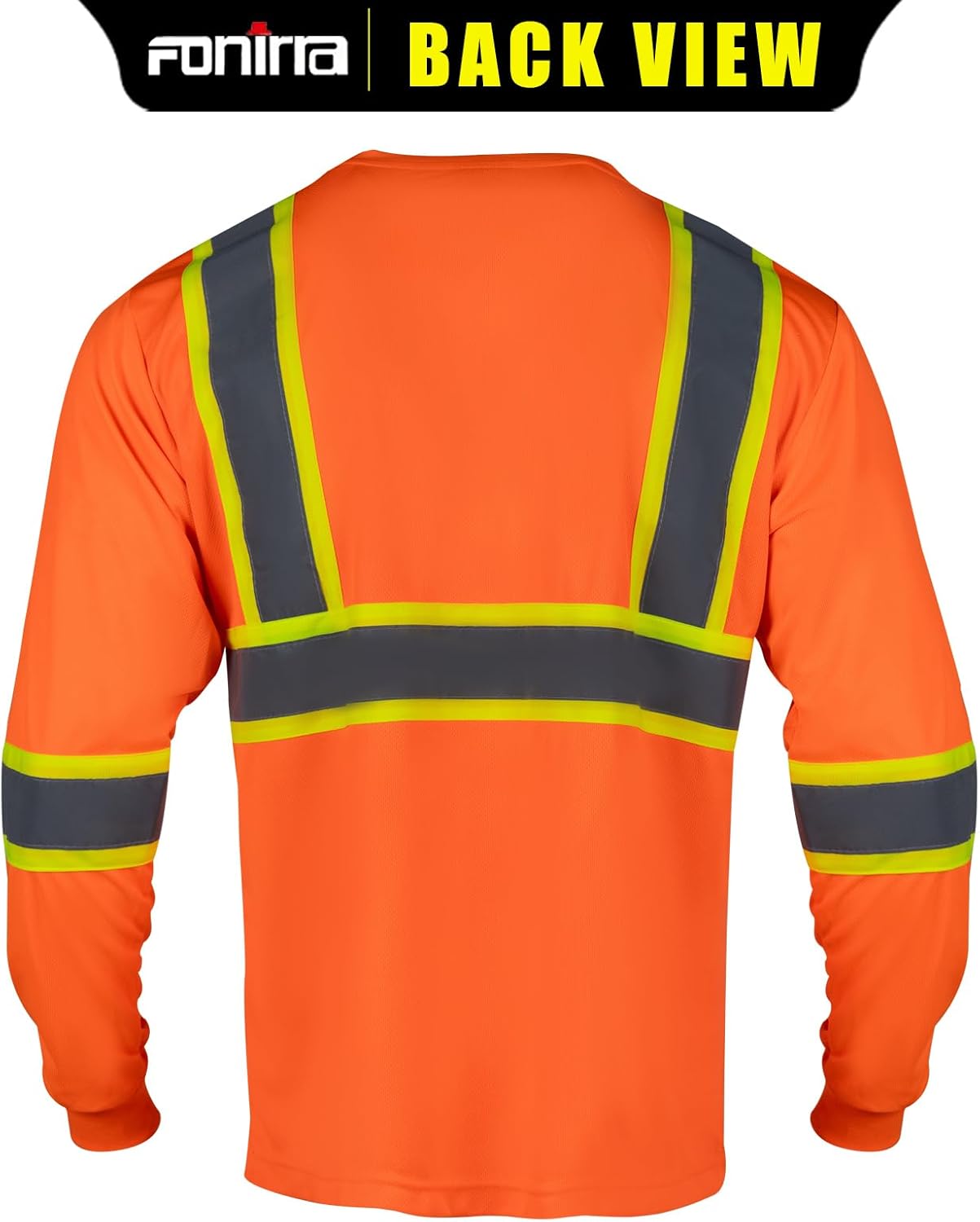 FONIRRA Long Sleeve Safety T Shirt Reflective High Visibility Construction Work Shirts ANSI Class 3 for Men - Image 3