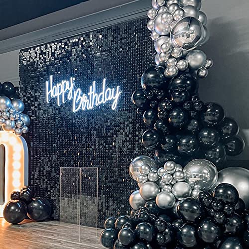Image of Voircoloria 105pcs Black Balloons 12inch Party Latex Balloons for Birthday Graduation Baby Shower Anniversary New Year Holiday Party Decorations